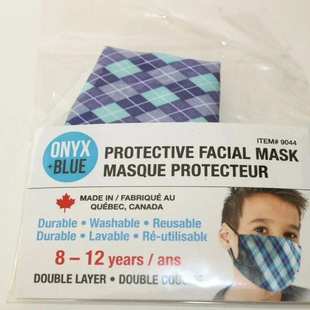 Child Onyx + Blue Protective Facial Mask - Durable / Washable / Reusable
